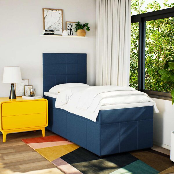 Box spring postel s matrací modrá 90x200 cm textil 3293857
