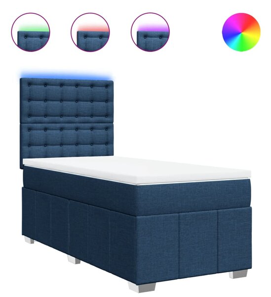 Box spring postel s matrací modrá 90x200 cm textil 3293871