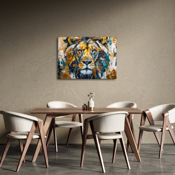 Obraz - Abstraktní olejomalba se lvem (70x50 cm)