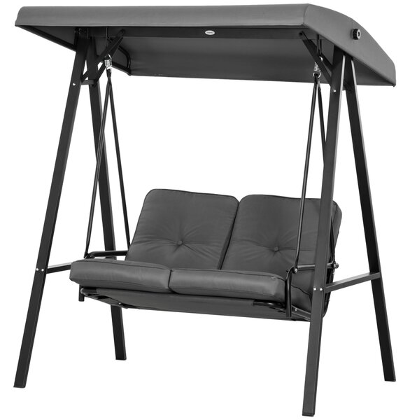 Outsunny Hollywood závěs na zahradní houpačce pro 2 osoby s nastavitelnou sluneční clonou, nosnost až 220 kg, zahradní lehátko, 145 x 116 x 172 cm, tm