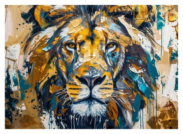 Obraz - Abstraktní olejomalba se lvem (70x50 cm)