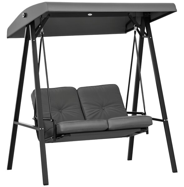 Outsunny Hollywood závěs na zahradní houpačce pro 2 osoby s nastavitelnou sluneční clonou, nosnost až 220 kg, zahradní lehátko, 145 x 116 x 172 cm, tm