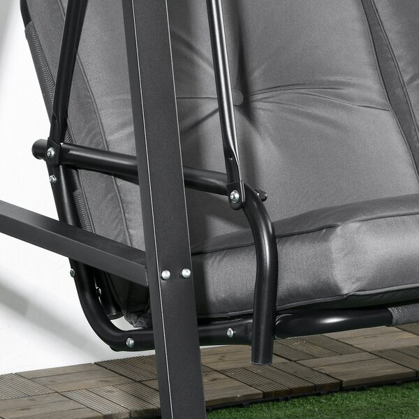 Outsunny Hollywood závěs na zahradní houpačce pro 2 osoby s nastavitelnou sluneční clonou, nosnost až 220 kg, zahradní lehátko, 145 x 116 x 172 cm, tm