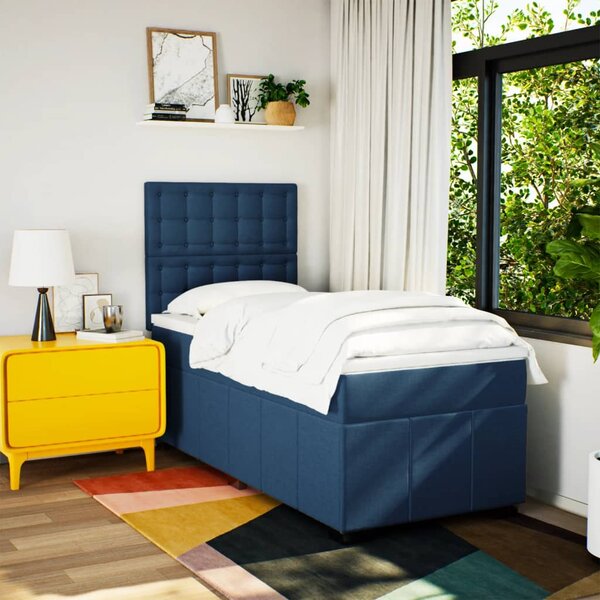 Box spring postel s matrací modrá 90x200 cm textil 3293871