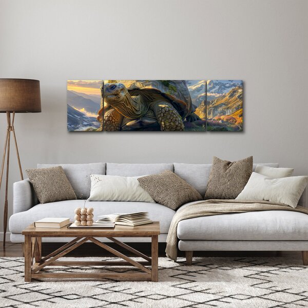 Obraz - Želva a horská krajina (170x50 cm)