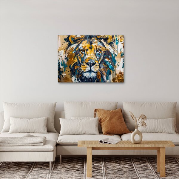 Obraz - Abstraktní olejomalba se lvem (70x50 cm)