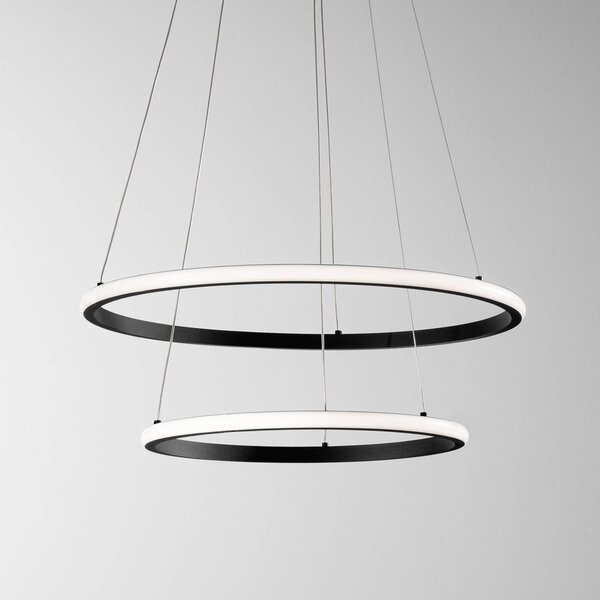 Luce Ambiente Design Závěsné LED světlo Axis, Ø 60/40 cm, černé, kov, RGB, Černá, Obývací pokoj / jídelna, kov, Moderní