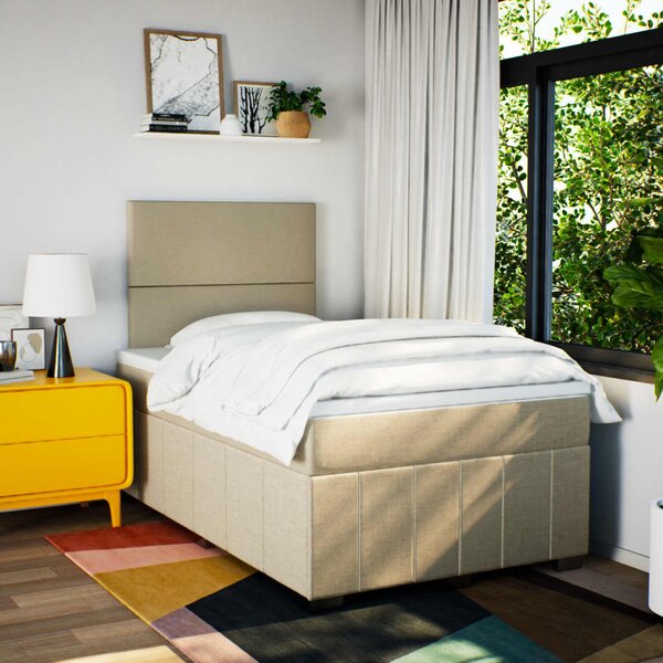 Box spring postel s matrací krémová 120x190 cm textil 3293905
