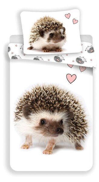 Bílo-hnědé bavlněné dětské povlečení na jednolůžko 140x200 cm Hedgehog – Jerry Fabrics
