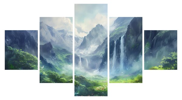 Obraz - Údolí vodopádů (125x70 cm)