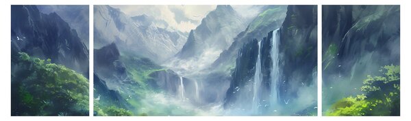 Obraz - Údolí vodopádů (170x50 cm)