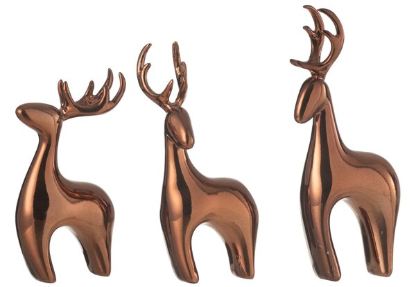 J-line Set tří měděných sošek Reindeer 16 cm