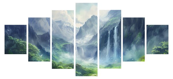 Obraz - Údolí vodopádů (210x100 cm)