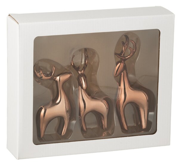 J-line Set tří měděných sošek Reindeer 16 cm