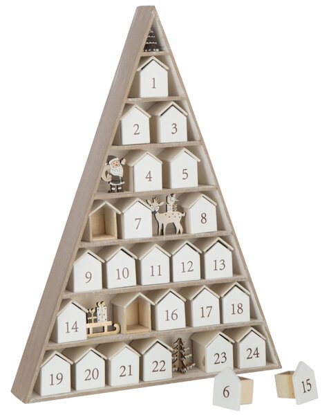 J-line Bílý dřevěný adventní kalendář Garry
