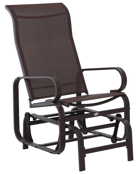 Zahradní houpací křeslo Outsunny - Relaxační křeslo do zahrady - Kovové houpací křeslo pro terasu a balkón - Textilin Hnědá 60 x 73 x 104 cm | Aosom