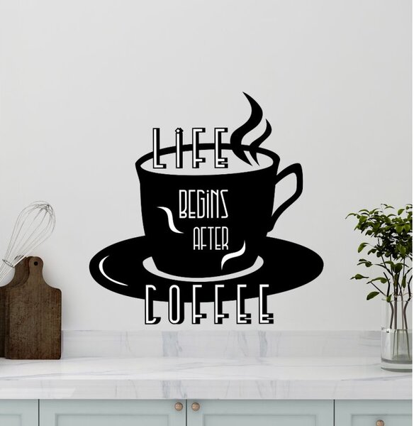 Samolepka na zeď Coffee 2 Barva: Bílá, Rozměry samolepky ( šířka x výška ): 30 x 30 cm