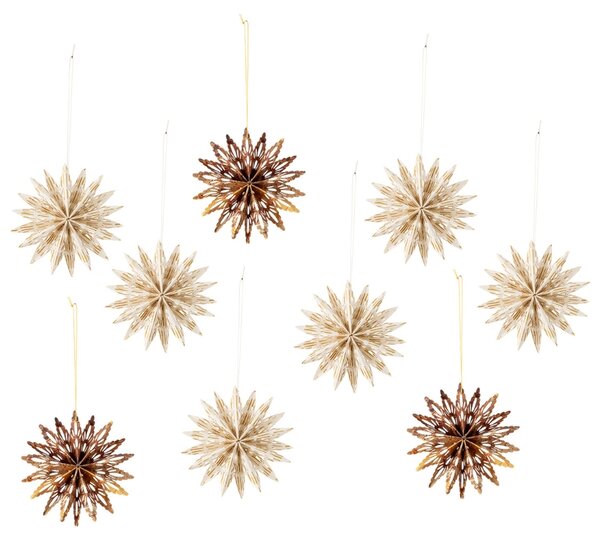 Bloomingville Set hnědo-béžových papírových vánočních ozdob Star 10 cm