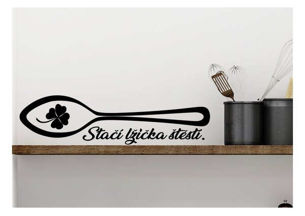 Samolepka na zeď lžička štěstí Barva: Černá, Rozměry samolepky ( šířka x výška ): 30 x 8 cm