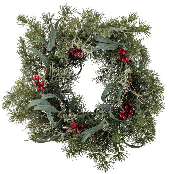 -25 % Dny MOMENTI– Bloomingville Zelený plastový dekorativní věnec Pine 60 cm
