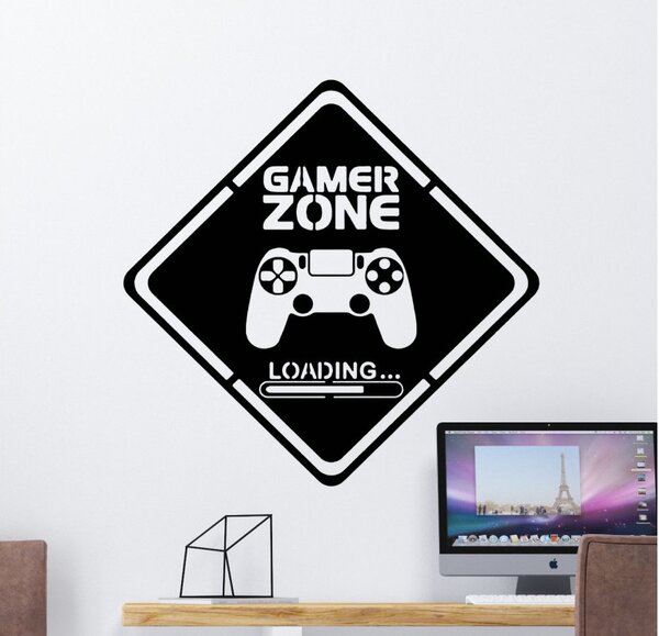 Samolepka na zeď Gamer zone Barva: Černá, Rozměry samolepky ( šířka x výška ): 20 x 19,5 cm