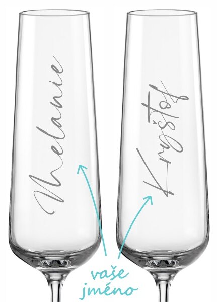 Personalizované sklenice na sekt Calligraphy 2 ks
