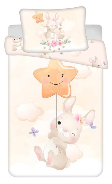 Žluté bavlněné dětské povlečení do postýlky 100x135 cm Bunny "Star" – Jerry Fabrics