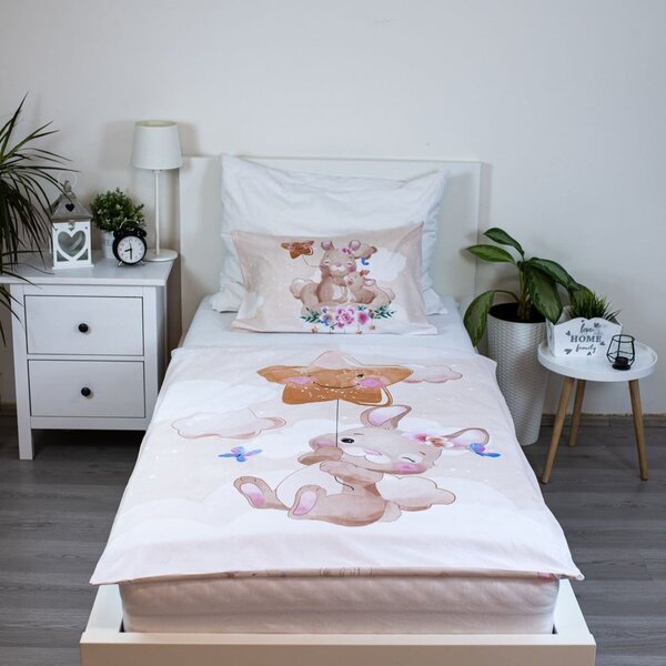 Žluté bavlněné dětské povlečení do postýlky 100x135 cm Bunny "Star" – Jerry Fabrics