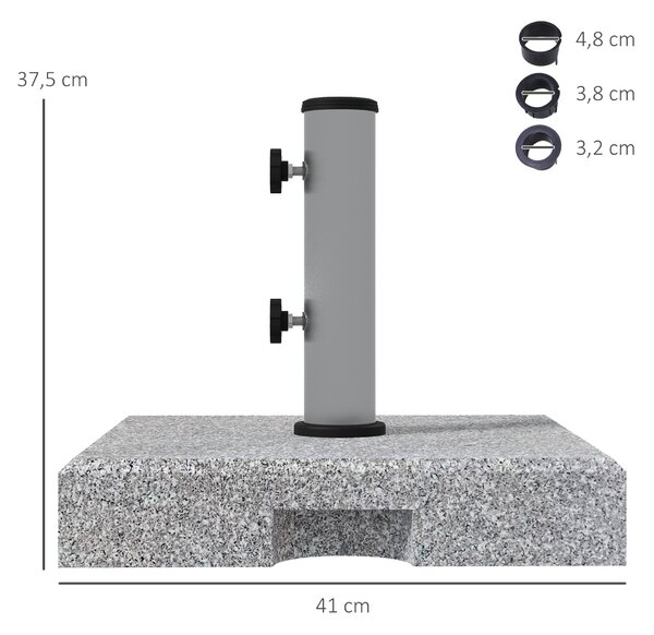 Stojan na deštník Outsunny z granitu 28 kg se dvěma otočnými knoflíky pro průměr tyče Ø 32/38/48 mm, stojan na deštník s kolečky pro zahradu, balkon