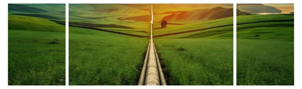 Obraz - Východ slunce nad údolím (170x50 cm)