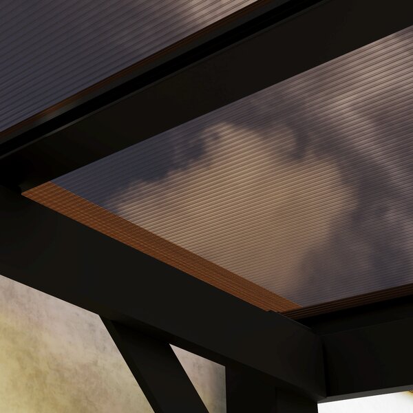 Pergola Pavilion Outsunny cca 3x3m, Voděodolný, Stabilní, Zimní zastřešení s UV ochranou 50+, Nástěnný kovový zahradní pavilon, Stínění pro zahradní t