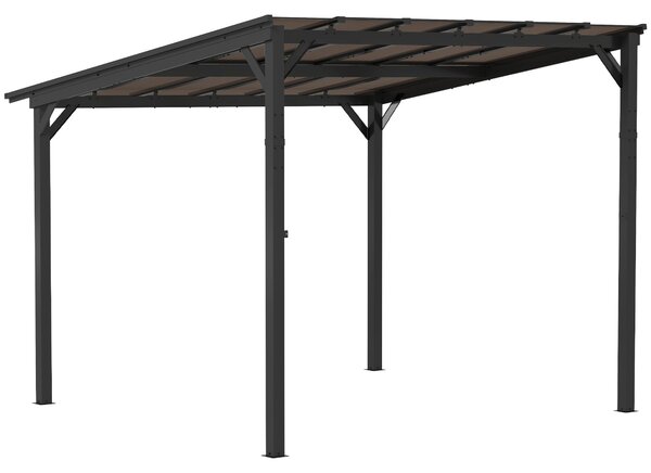 Pergola Pavilion Outsunny cca 3x3m, Voděodolný, Stabilní, Zimní zastřešení s UV ochranou 50+, Nástěnný kovový zahradní pavilon, Stínění pro zahradní t