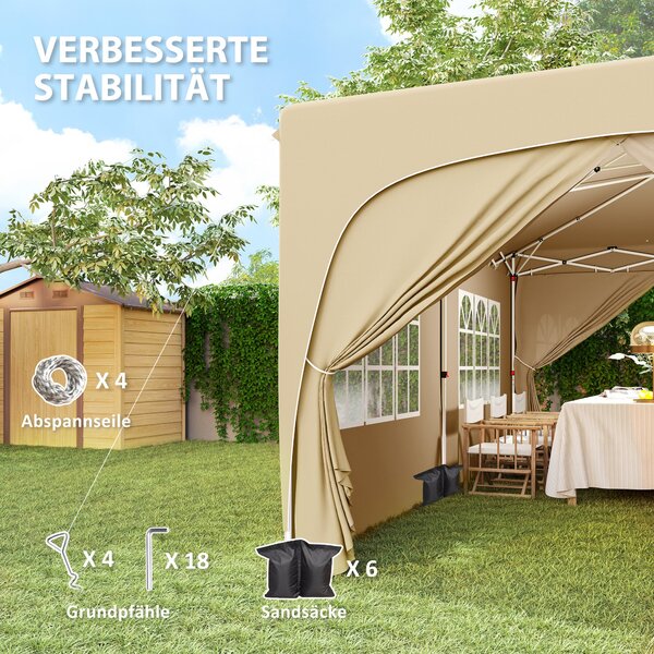 Pavilon Outsunny přibližně 3x6m, voděodolný stabilní zimní stan s rychlým rozkladem a skládacím designem, UV ochrana 50+, skládací párty stan s 6 bočn