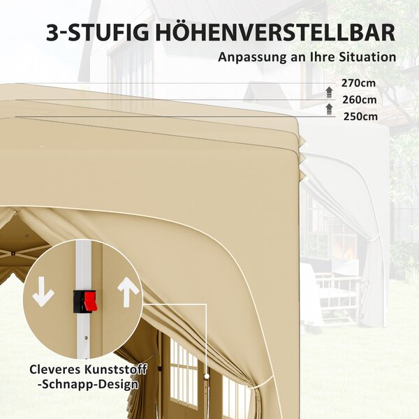 Pavilon Outsunny přibližně 3x6m, voděodolný stabilní zimní stan s rychlým rozkladem a skládacím designem, UV ochrana 50+, skládací párty stan s 6 bočn