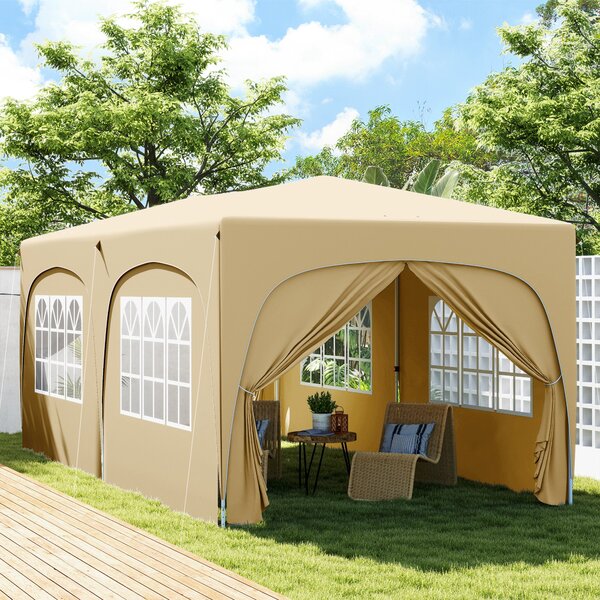 Pavilon Outsunny přibližně 3x6m, voděodolný stabilní zimní stan s rychlým rozkladem a skládacím designem, UV ochrana 50+, skládací párty stan s 6 bočn