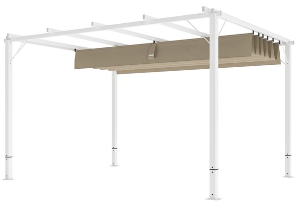 Outsunny Hliníková Zahradní Pergola 3 x 4 m Skládací Pavilon, Zahradní Altán, Vysoce hustá Polyesterová Střecha 180g/m², Ochrana proti slunci UPF30+