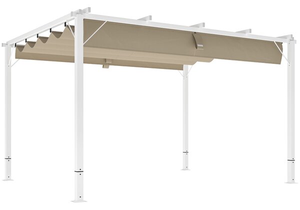 Outsunny Hliníková Zahradní Pergola 3 x 4 m Skládací Pavilon, Zahradní Altán, Vysoce hustá Polyesterová Střecha 180g/m², Ochrana proti slunci UPF30+