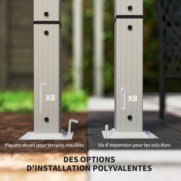 Outsunny Hliníková Zahradní Pergola 3 x 4 m Skládací Pavilon, Zahradní Altán, Vysoce hustá Polyesterová Střecha 180g/m², Ochrana proti slunci UPF30+