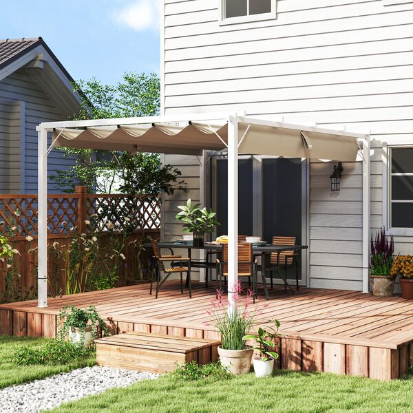 Outsunny Hliníková Zahradní Pergola 3 x 4 m Skládací Pavilon, Zahradní Altán, Vysoce hustá Polyesterová Střecha 180g/m², Ochrana proti slunci UPF30+