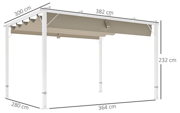 Outsunny Hliníková Zahradní Pergola 3 x 4 m Skládací Pavilon, Zahradní Altán, Vysoce hustá Polyesterová Střecha 180g/m², Ochrana proti slunci UPF30+