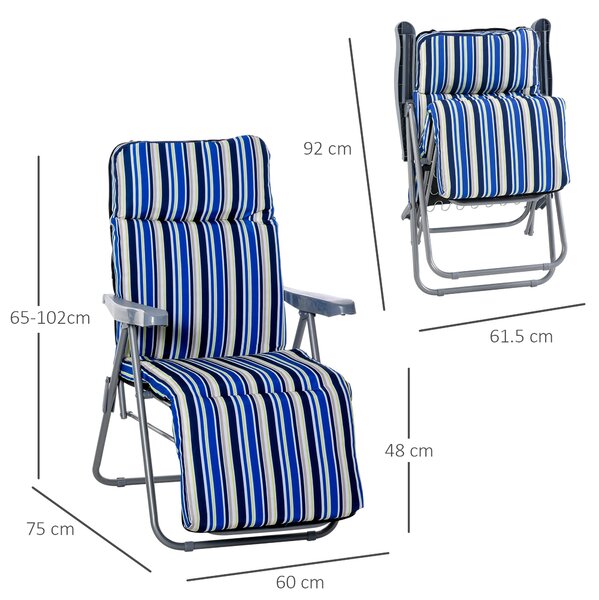 Outsunny Sada slunečních lehátek s polstrováním, skládací sluneční postel, 5polohová nastavitelná opěrka, zahradní lehátko, zahradní nábytek, ocel, po