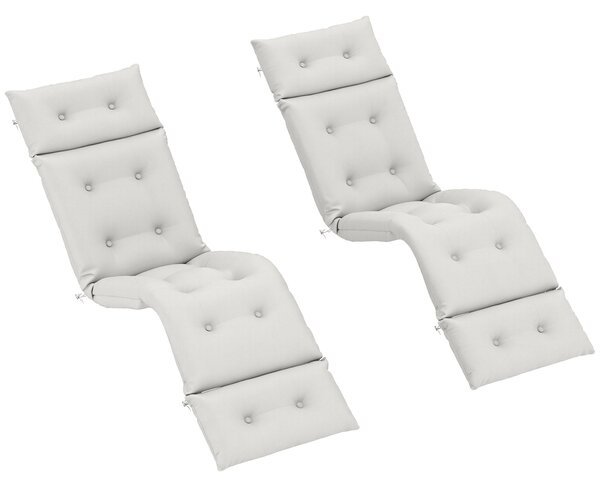 Outsunny Sada 2 Podložek na Lehátka - Silné, Pohodlné a Polstrované - Podložka s 6 Upevněními, 190 x 56 x 10 cm, Světle Šedá | Aosom