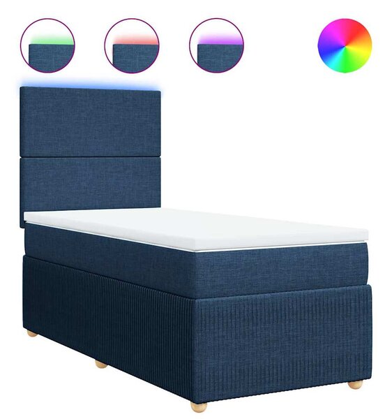 Box spring postel s matrací modrá 90x190 cm textil 3294210