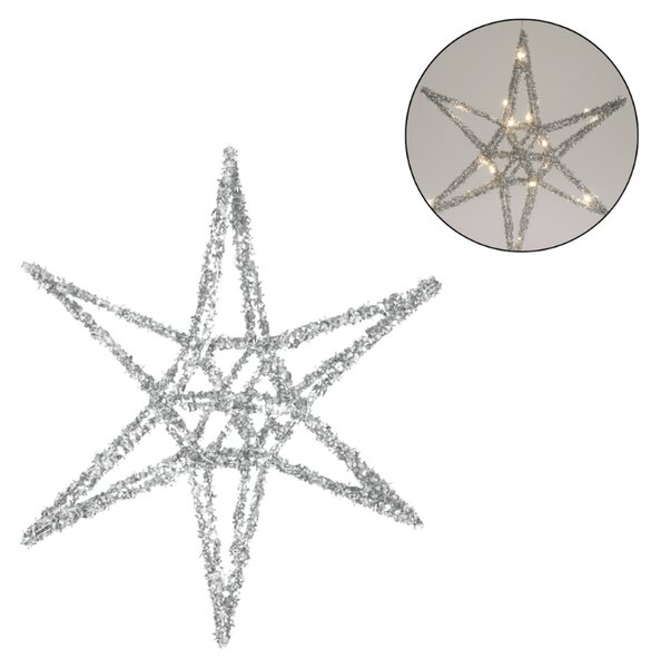 Vánoční hvězda STARLIGHT s LED osvětlením 30 cm, stříbrná