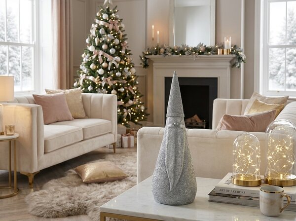 Vánoční dekorace SILVER SANTA 23 cm, stříbrná