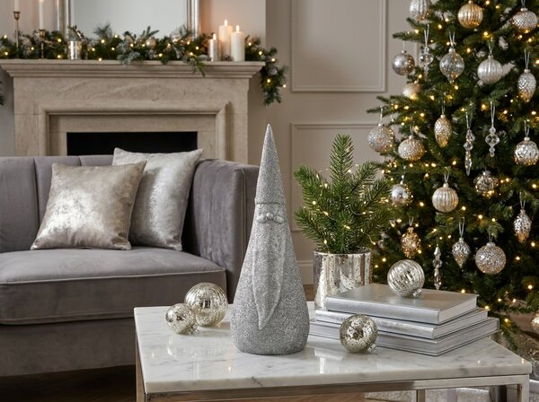 Vánoční dekorace SILVER SANTA 23 cm, stříbrná