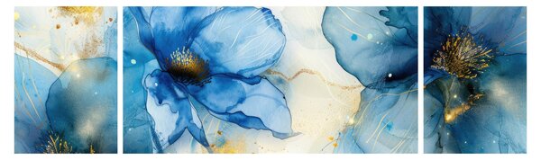 Obraz - Květinová, inkoustová malba (170x50 cm)