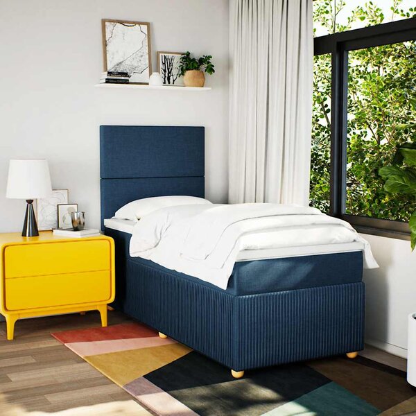 Box spring postel s matrací modrá 90x190 cm textil 3294210