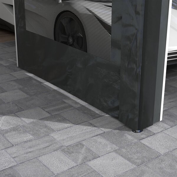 Outsunny Carport, přibližně 6 x 3 m party stan, nastavitelná výška garáže pro auto, přístřešek s 4 síťovanými okny a 4 dveřmi, pro auto a dodávku, oce