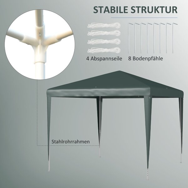 Outsunny Altán 2.7x2.7m Obdélníkový Voděodolný Stabilní Zimní Altán Party Stan Zahradní Altán Marquee pro Kempování Zahrada, Tmavě zelená | Aosom